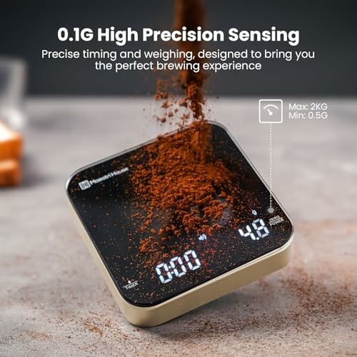 Digital coffee scale with precision timing and weighing.