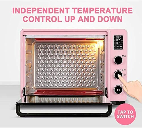 Pink toaster oven with independent temperature control